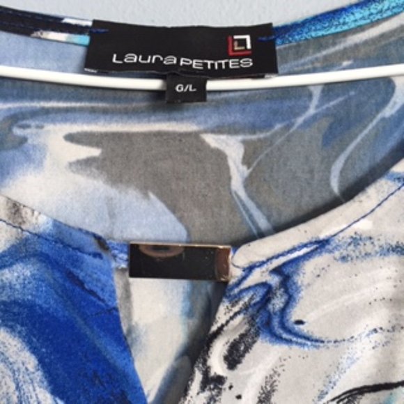 LAURA PETITES BLOUSE. SIZE G/L.  BLUE, BLACK AND WHITE - Picture 3 of 3